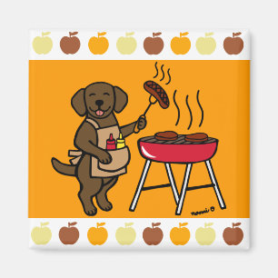 BBQ Chocolat Labrador Chef Magnet de dessin