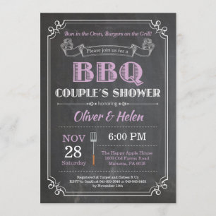 BBQ Couples Douche Invitation Chalkboard Violet
