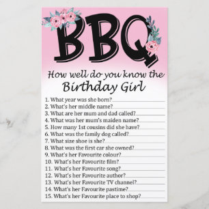 BBQ Dans quelle mesure connaissez-vous la fille qu