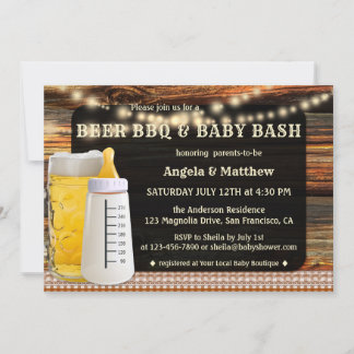 BBQ de bière et Baby shower Invitation