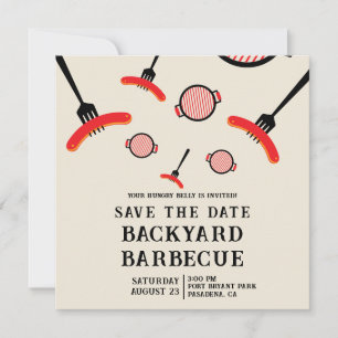 BBQ Enregistrer la carte Date avec Grill & Fork