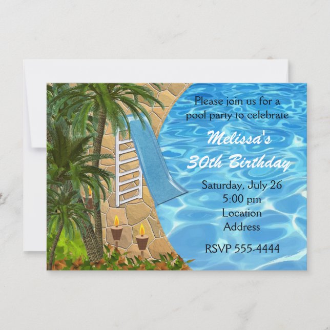 BBQ Été Piscine Tropicale Invitation Fête de natat (Devant)