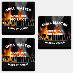 BBQ Grill Sauce Smoke Carré chaud Étiquettes