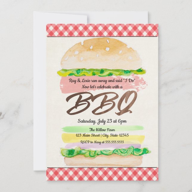 BBQ Mariage Réception Invitation (Devant)