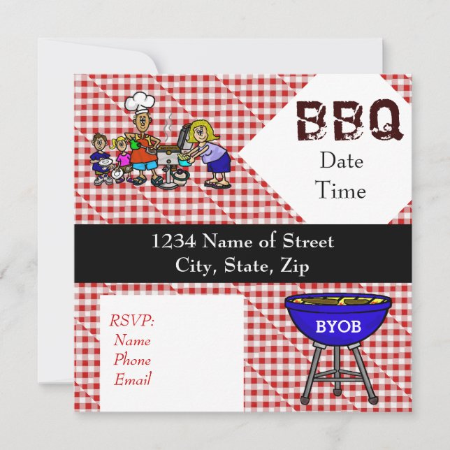 BBQ ou Barbeque Fun Party Invitation Personnaliser (Devant)