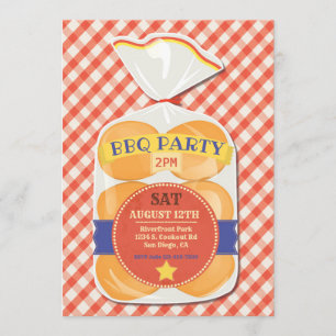 BBQ Party Hamburger Buns Invitation