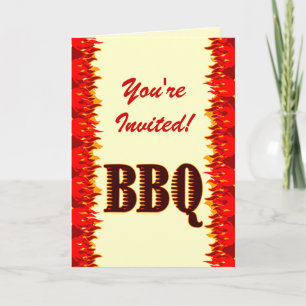 BBQ Red Flames Custom Foled Invitation