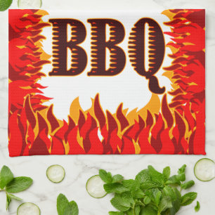 BBQ Red Flames Serviette de cuisine