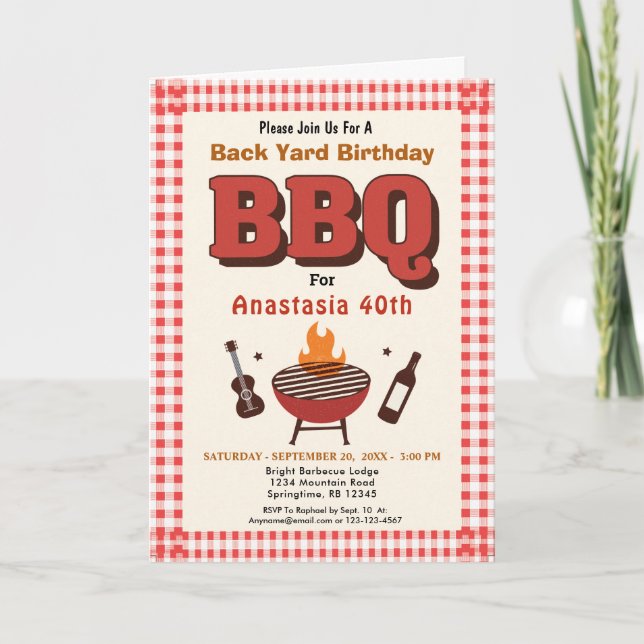 BBQ Retour Jardin Anniversaire Carte d'invitation (Devant)