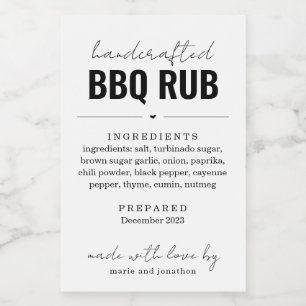 BBQ Rub Barbecue Seasoning Blend Jar Étiquette Cad