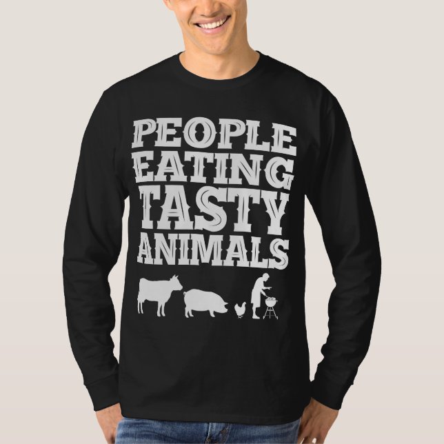 BBQ Savoureux, Gens Mangeant T-shirt Animaux Savou (Devant)