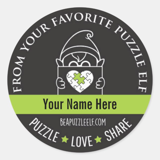 Be A Puzzle Elf – Personalized Sticker (Devant)