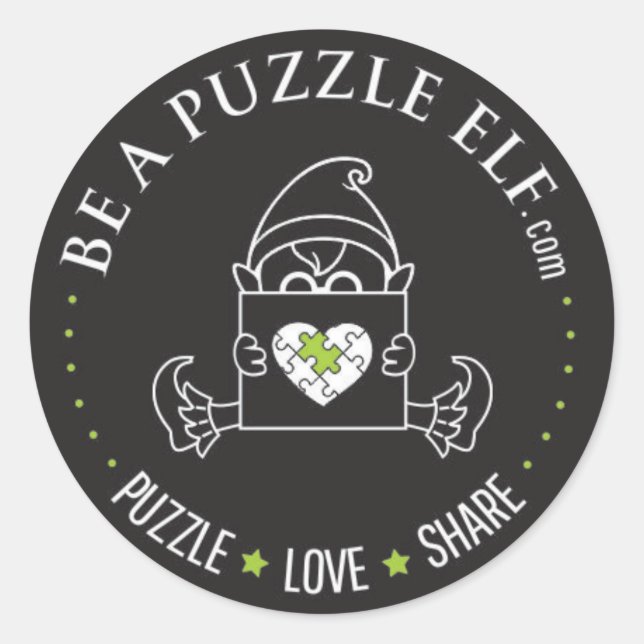 Be A Puzzle Elf – PUZZLE. LOVE. SHARE Sticker (Devant)