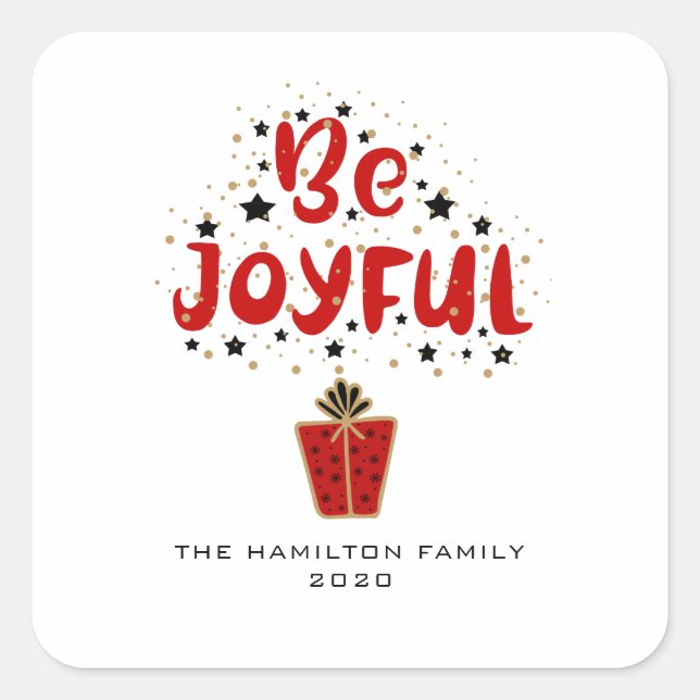 Be Joyful Stars Red boîte cadeau Sticker (Devant)