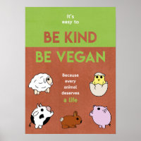 Be Kind Be Vegan Poster
