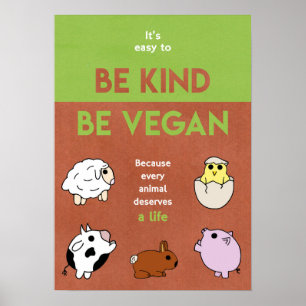 Be Kind Be Vegan Poster