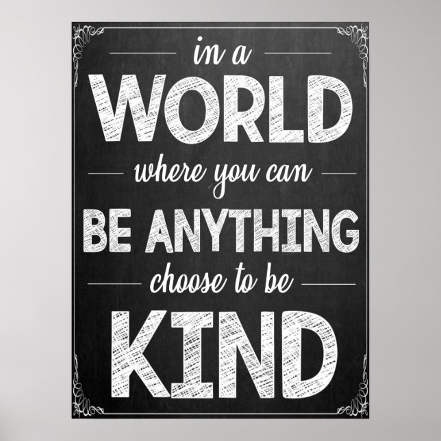 Be Kind Chalkboard Poster (Devant)