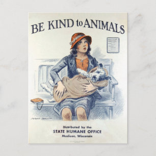 Be Kind to Animals USA Carte postale vintage