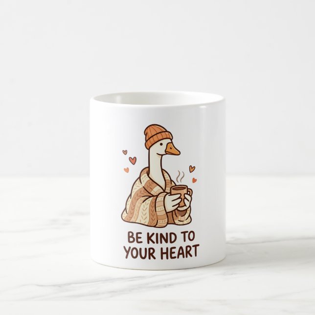 Be Kind to Your Heart – Cute Goose Cozy Coffee Mug (Centre)