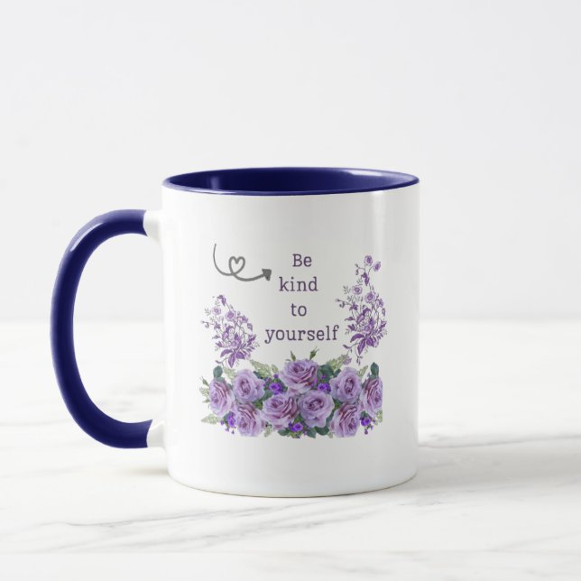 be kind to yourself floral inspirational Mug (Gauche)