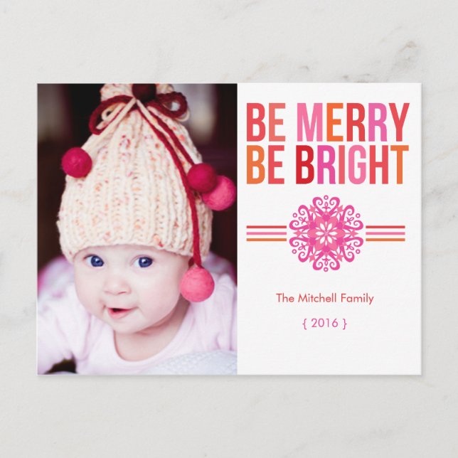 BE MERRY BE BRILLANTE Photo Holiday Carte postale (Devant)