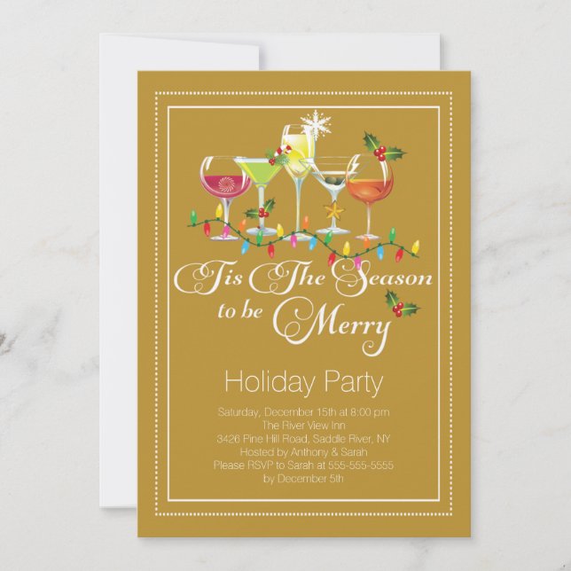 Be Merry Holiday Cocktail Party Invitation (Devant)