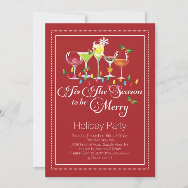 Be Merry Holiday Cocktail Party Invitation (Devant)