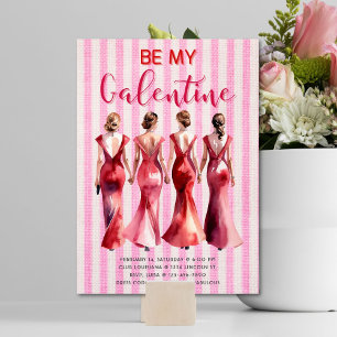 Be My Galentine Invitation I Chic Rose & Red Girls