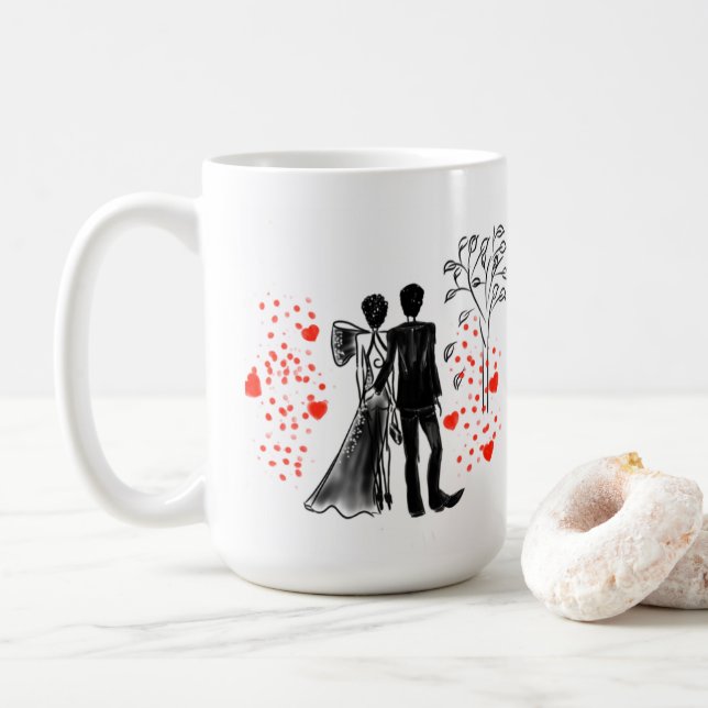 Be My Love Black Couple Art Classic Mug (Avec donut)