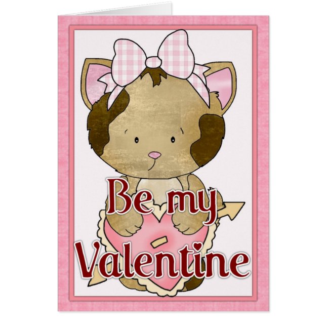 Be My Valentine Kitty Cat Grey Card d1 (Devant)