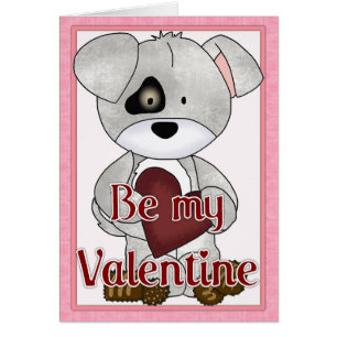 Be My Valentine Puppy Dog Grey Card d2