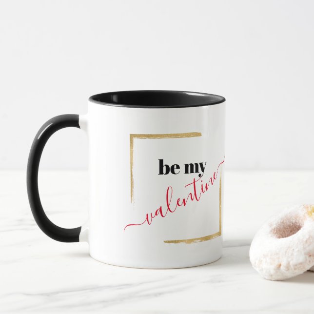 Be My Valentine White Typography Gig Mug (Avec donut)