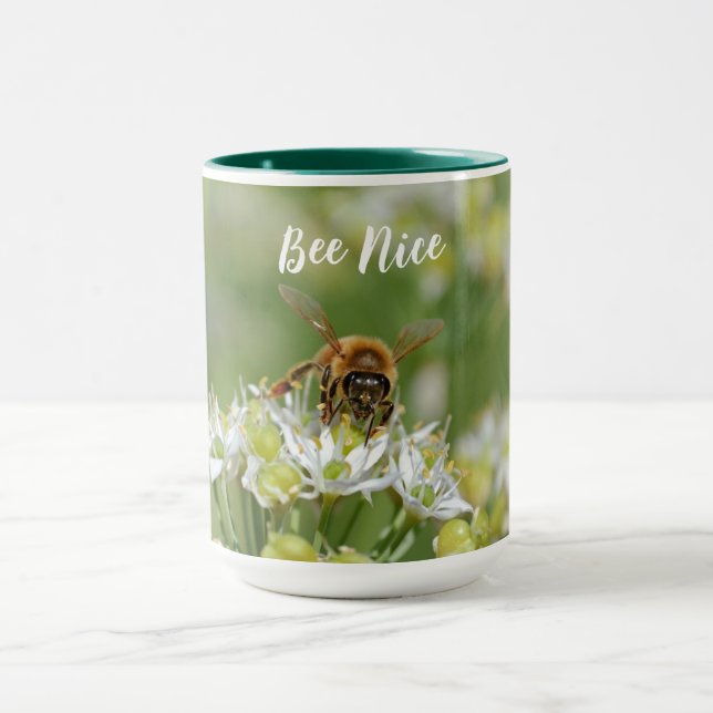 Be Nice Bee on Flower Mug Cup (Centre)