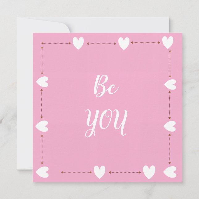 Be You Card – Minimal Pink Inspirational Card (Devant)