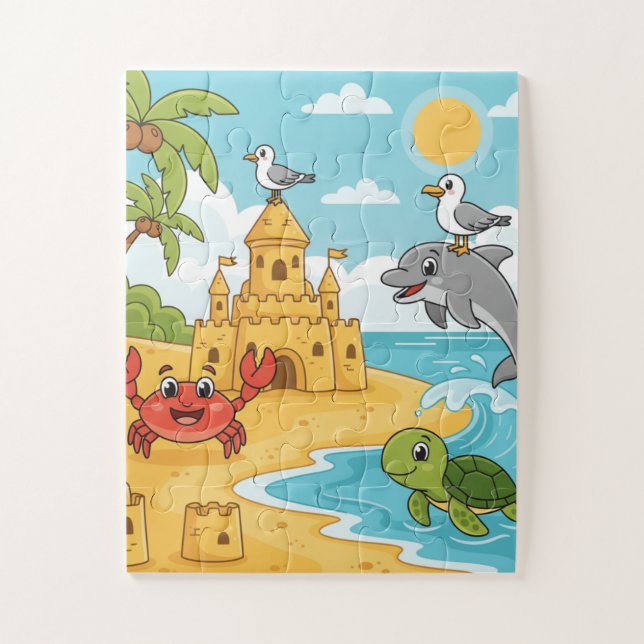 Beach Adventure Kids Puzzle | Ocean Animals Learni (Vertical)
