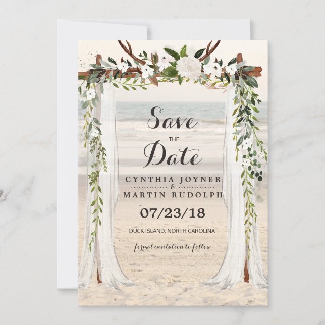 Beach Arbor Wedding Enregistrer la date Invitation (Devant)