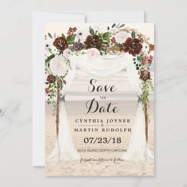 Beach Arbor Wedding Enregistrer la date Invitation (Devant)