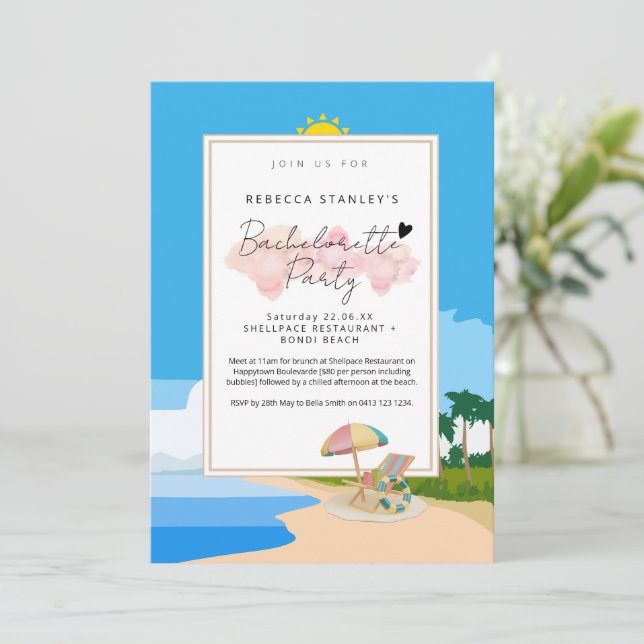 'Beach Bachelorette' Invitation à la fête des poul (Debout devant)