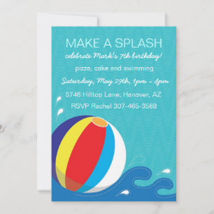 Beach Ball Natation Anniversaire Fête Invitation