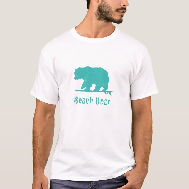 Beach Bear survolant une vague, Wh T-Shirt (Devant)