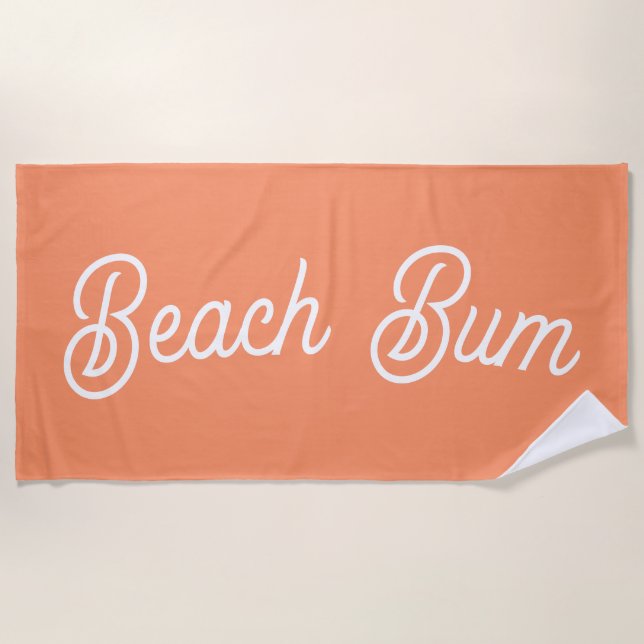 Beach Bum Coral Cute Minimal esthétique Serviette  (Devant)