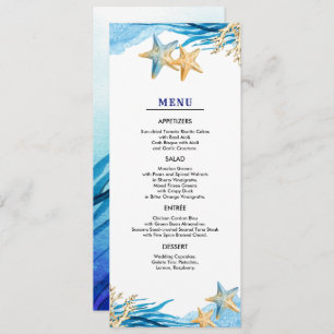 Beach   Cartes de menu Mariage d'aquarelle de mer