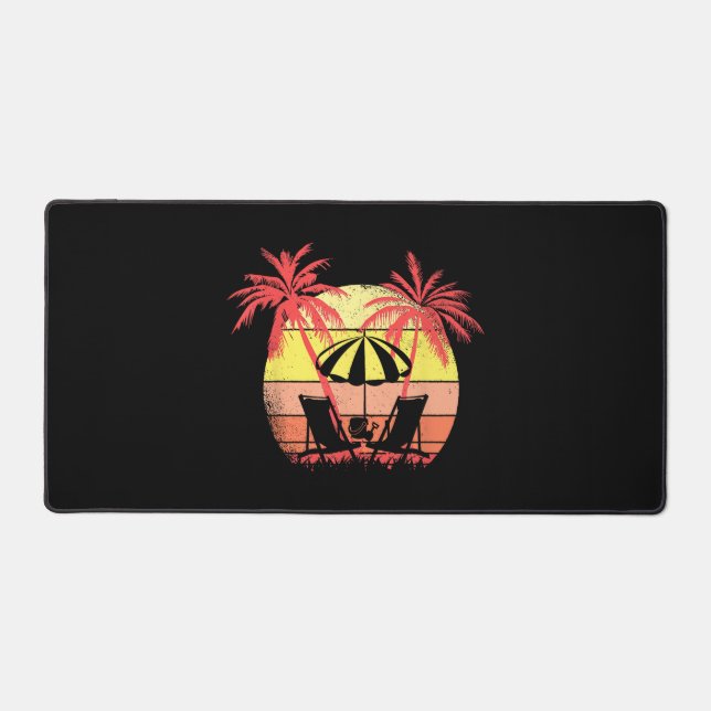 Beach Chairs Parasol Summer Sunset 80s Palm Tree (Recto)