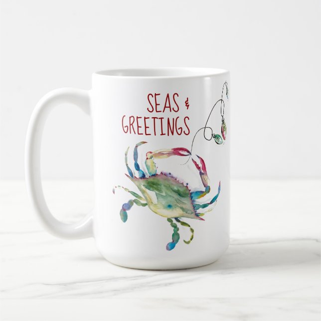 Beach Christmas Crab Coffee Mugs (Gauche)