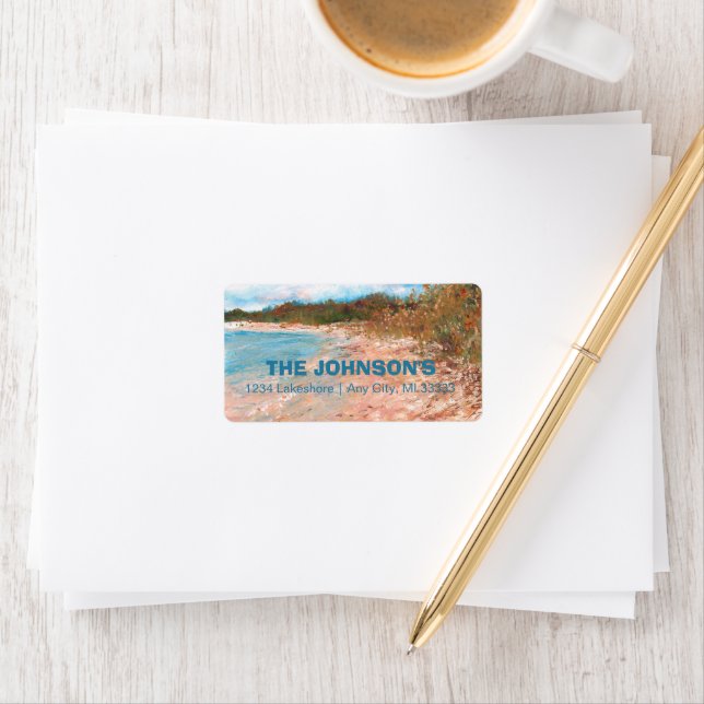 Beach Coastal Michigan Shoreline Étiquette personn (En situation)