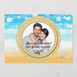 Beach Cruise Shell Mariage Port Photo Invitation