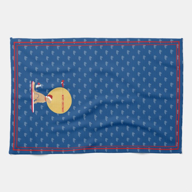Beach Days Golden Christmas Whales Serviette de cu (Horizontal)