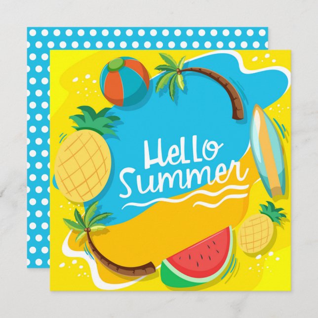 Beach Days Hello Summer Grey Card (Devant / Derrière)