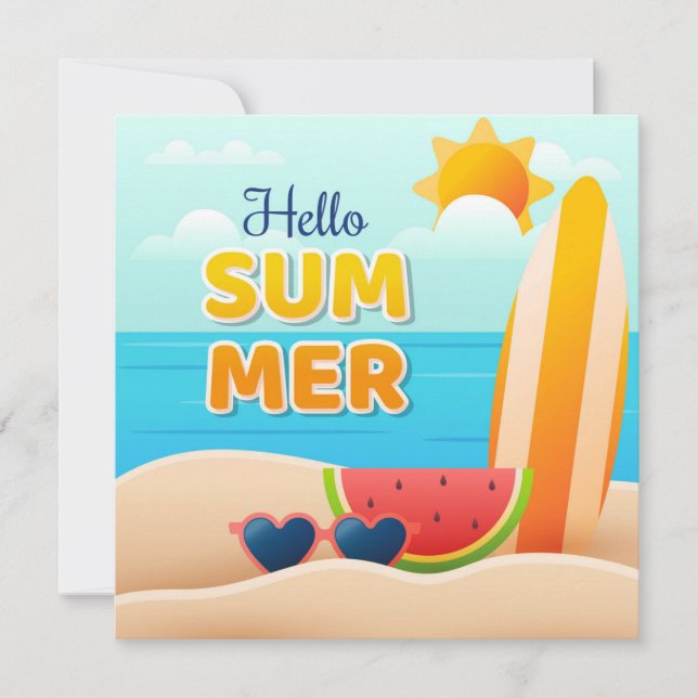 Beach Days Hello Summer Grey Card (Devant)