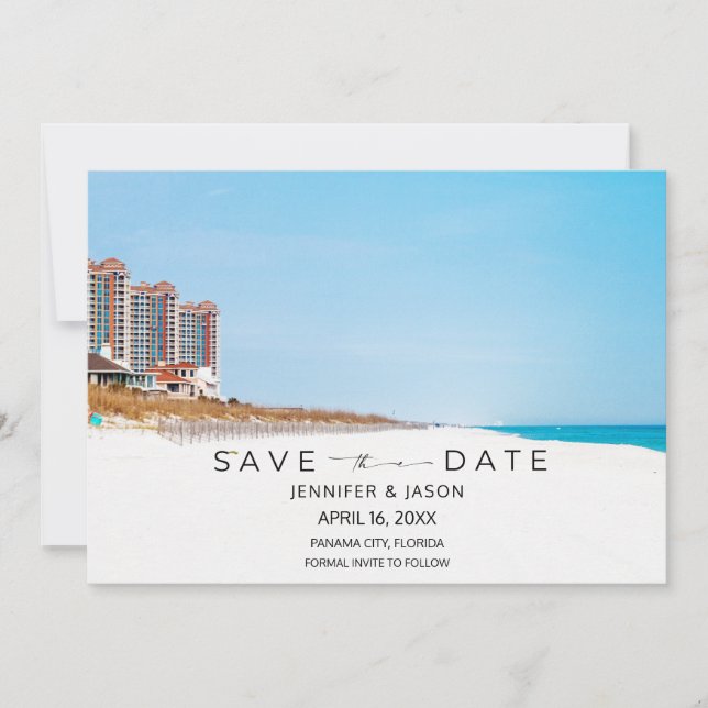 Beach Destination Wedding Photo Save the Date (Devant)